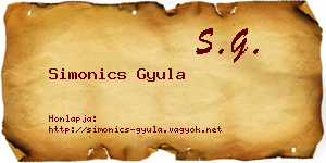 Simonics Gyula névjegykártya